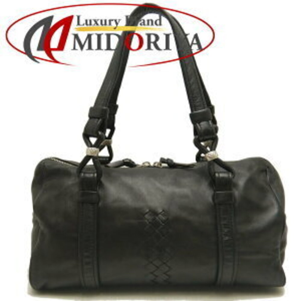 Bottega Veneta Boston Bag Black Lambskin